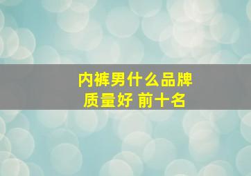 内裤男什么品牌质量好 前十名